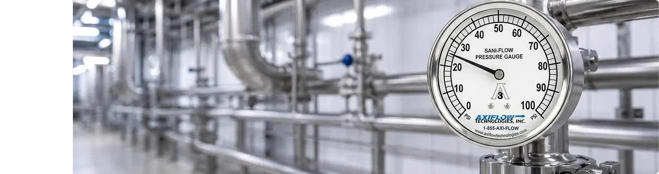 An Axiflow pressure gage on a production floor